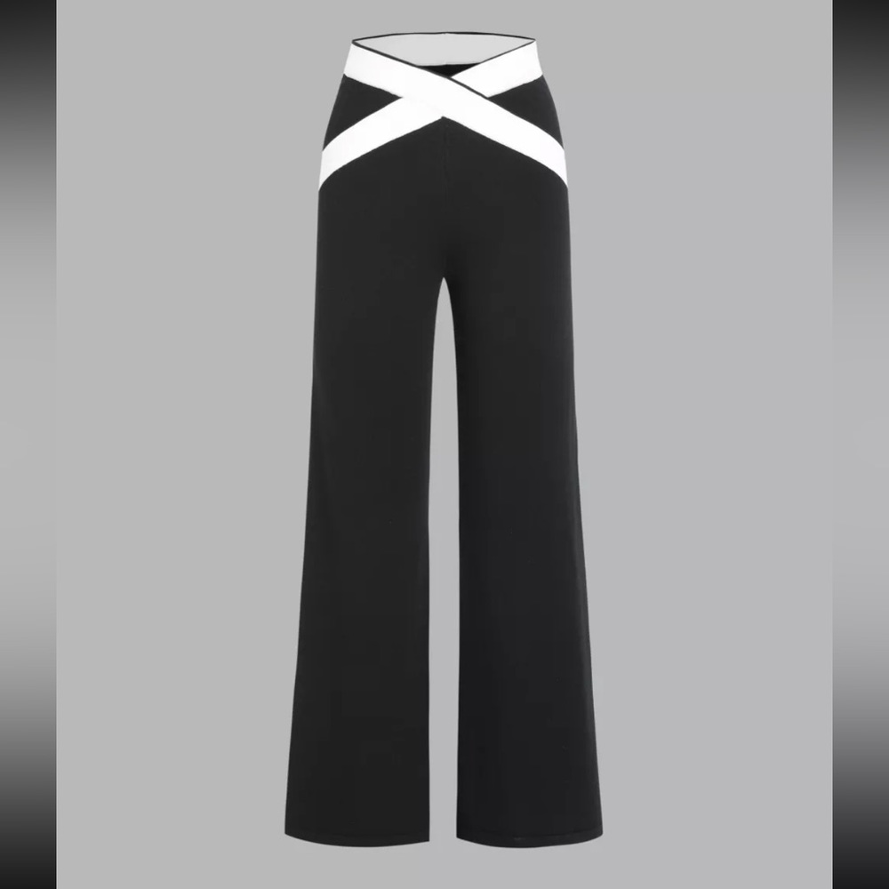 High waist contrast waistband knit pants NWT 2XL